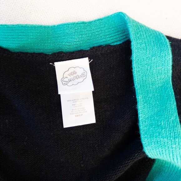 The Simpsons Christmas Sweater Cardigan Lisa Bart Striped Ugly Holiday Knit - Picture 3 of 3